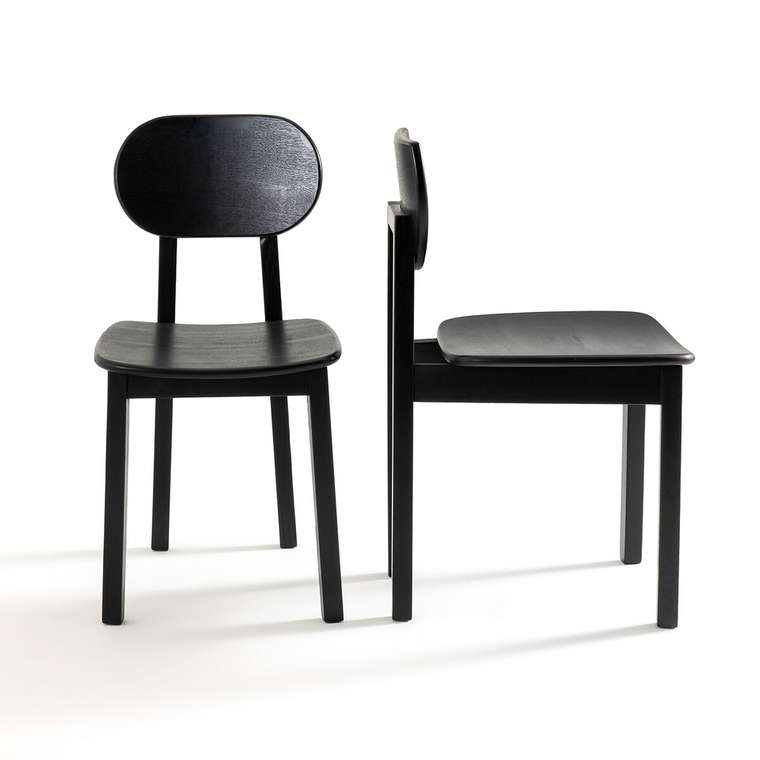 Комплект из двух стульев из ясеня Tribal черного цвета