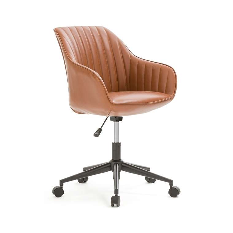 Кресло офисное на колесиках Hiba коричневого цвета