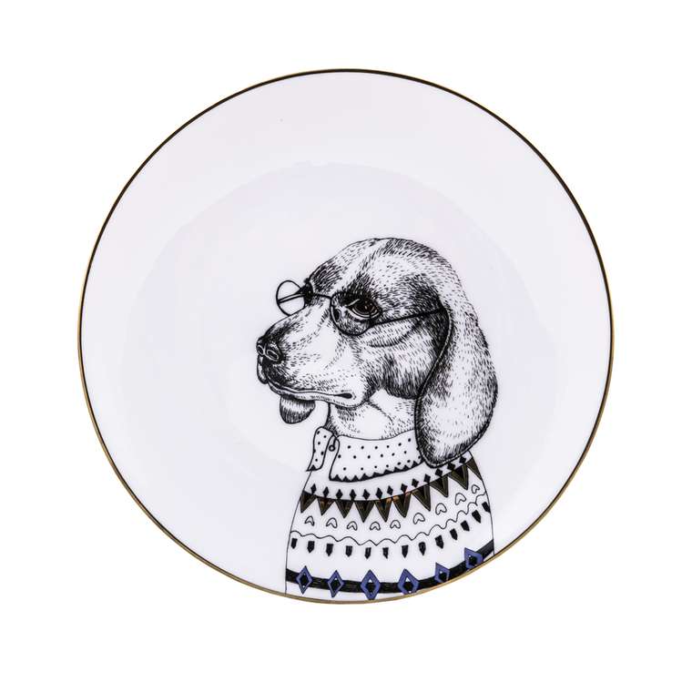 Набор из двух фарфоровых тарелок Ученый пес
