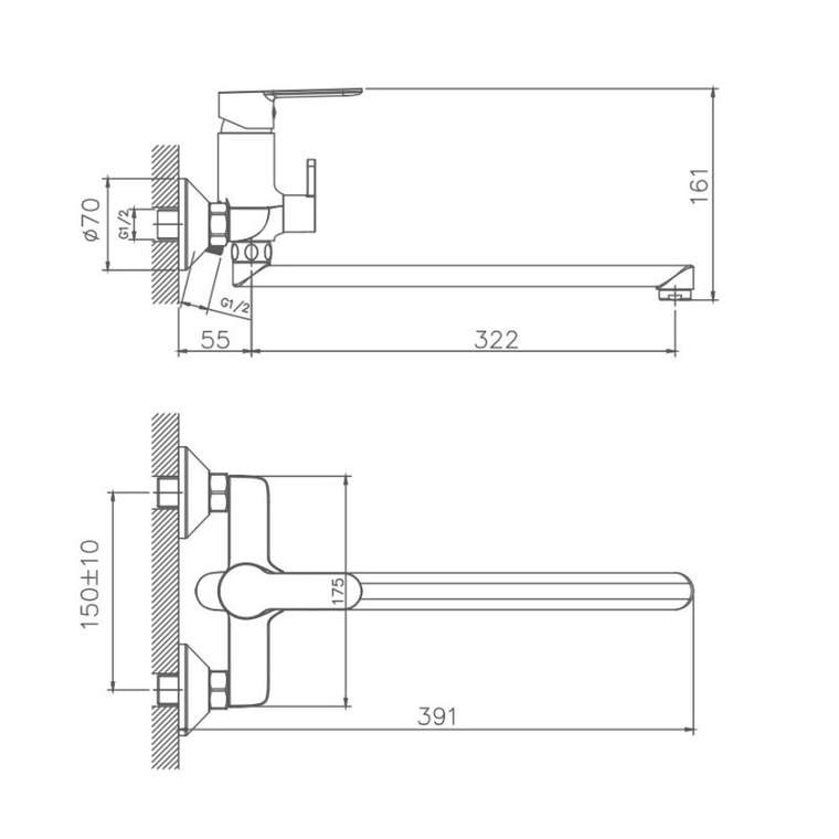 Смеситель для ванны Haiba HB22557-8, белый