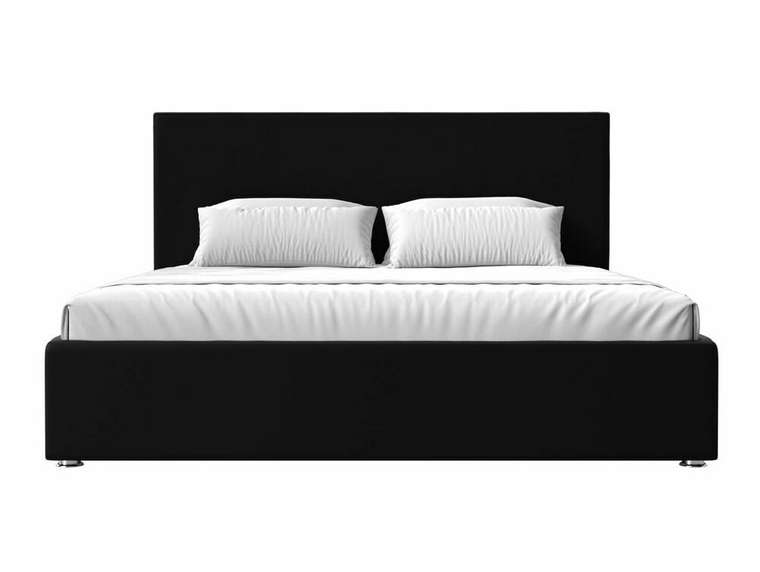 Кровать Кариба 160х200 черного цвета с подъемным механизмом (экокожа) 