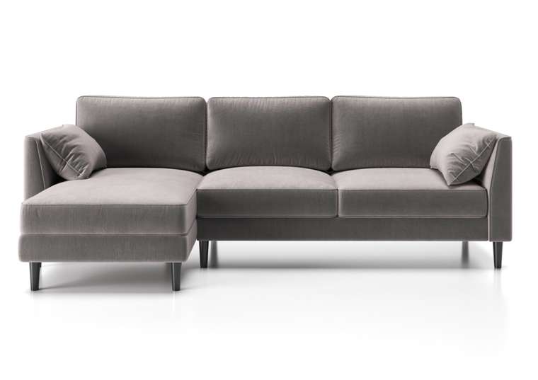 Угловой диван-кровать Грейс с оттоманкой коричнево-серого цвета