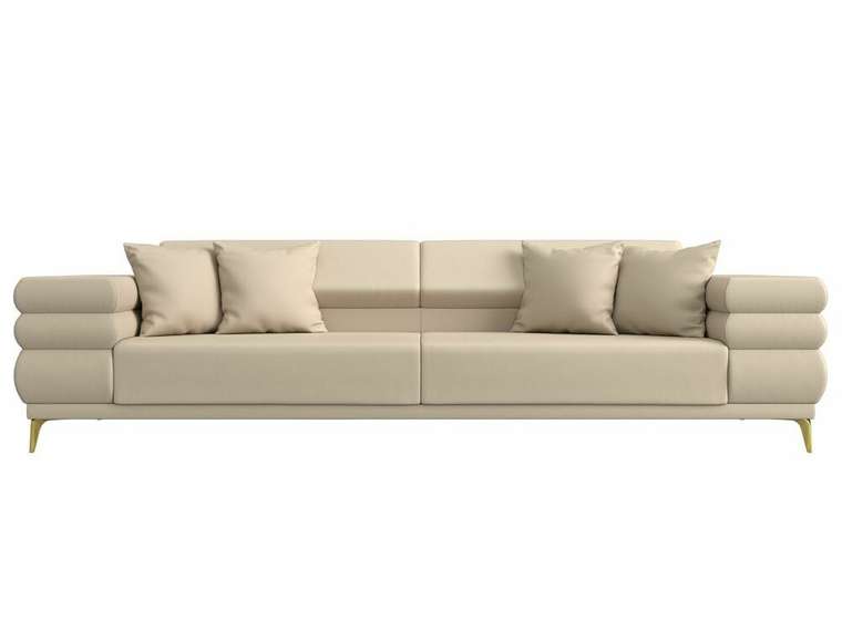 Прямой диван-кровать Лига 021 бежевого цвета (экокожа)