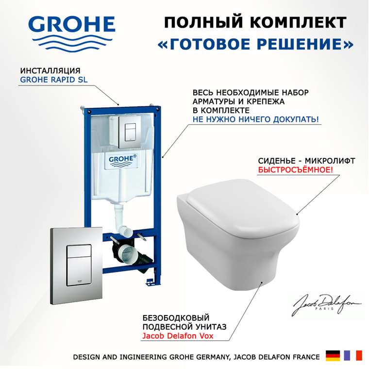 Комплект 3 в 1 инсталляция Rapid SL