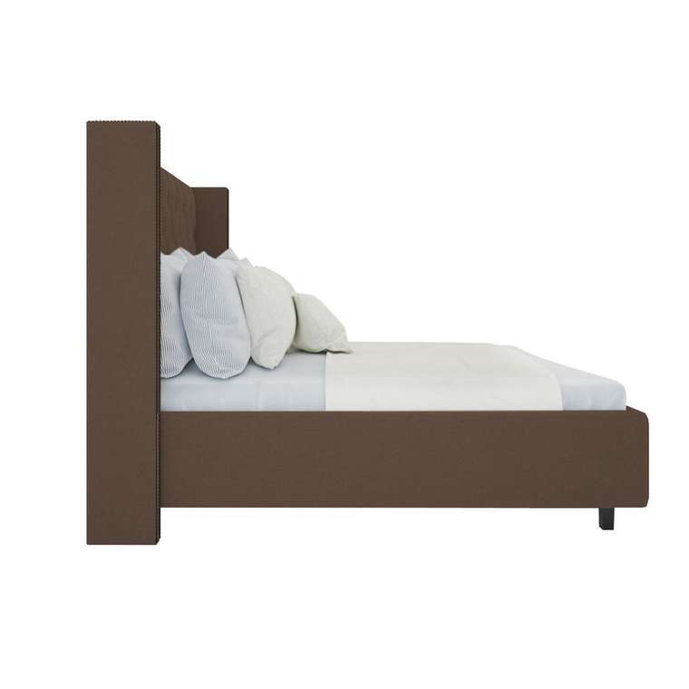 Кровать с декоративными гвоздиками "Wing" Велюр Серо-коричневый 140x200