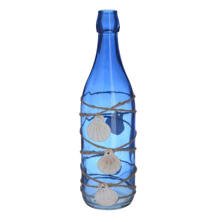 Ваза-бутылка синего цвета 