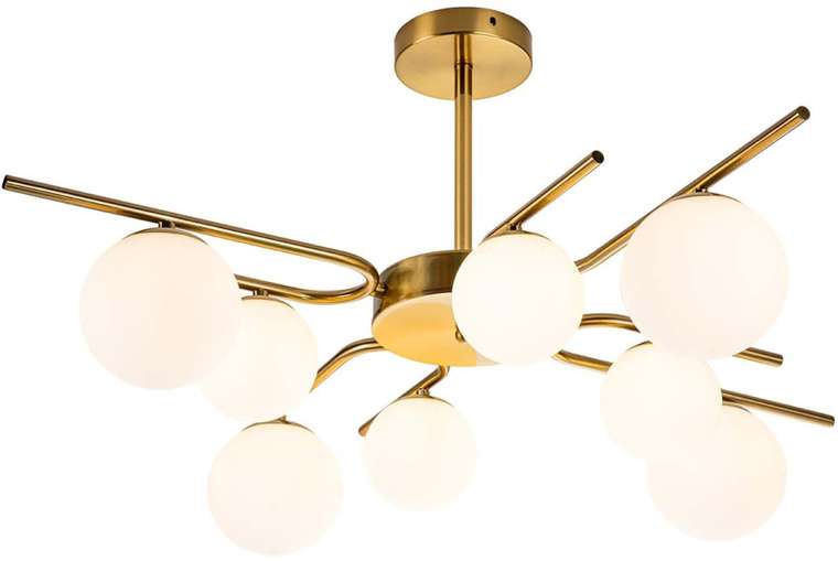Потолочная люстра на штанге 642/8P E27*60W Escada Sphere Brass (плафоны шарики)