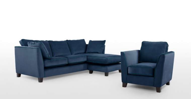 Угловой диван Wolsly темно-синего цвета