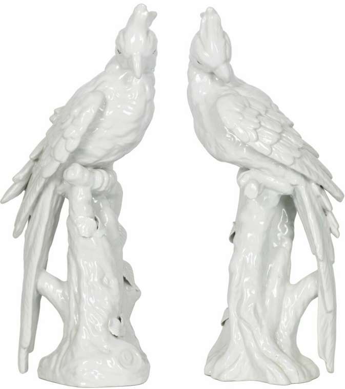 Набор из двух статуэток Попугаи белого цвета