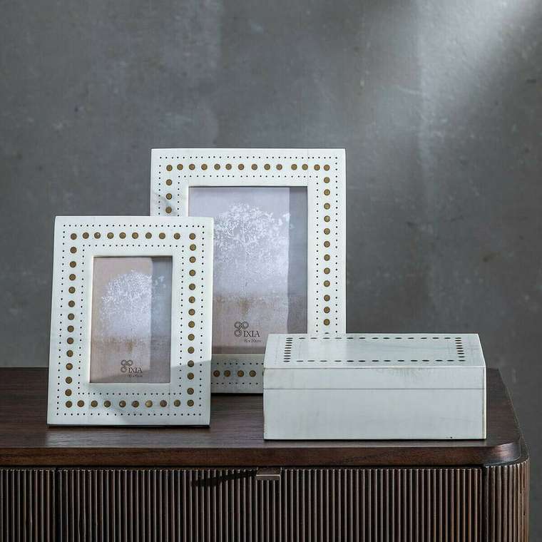Декоративная коробка Кремовый Позолоченный Смола Медь 23 x 15 x 8 cm