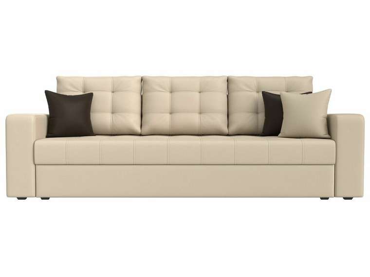 Прямой диван-кровать Ливерпуль бежевого цвета (экокожа)