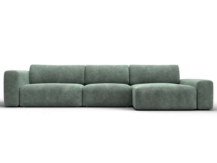 Угловой диван-кровать Лига-066 светло-зеленого цвета правый 