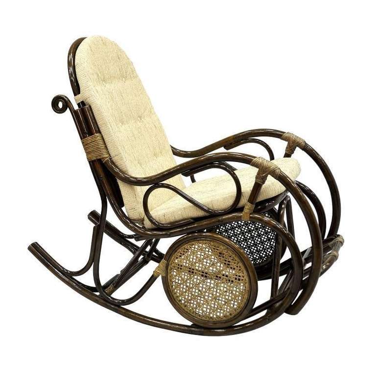Кресло-качалка с подножкой из натурального ротанга