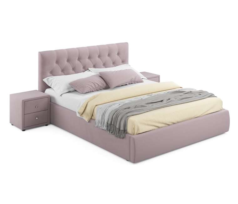 Кровать с подъемным механизмом и двумя тумбами Verona 160х200 лилового цвета