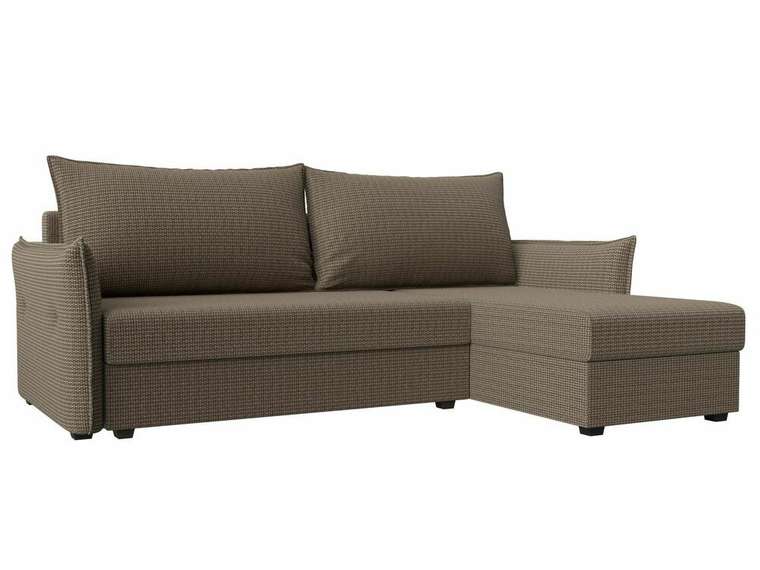 Угловой диван-кровать Лига 004 коричнево-бежевого цвета угол правый 