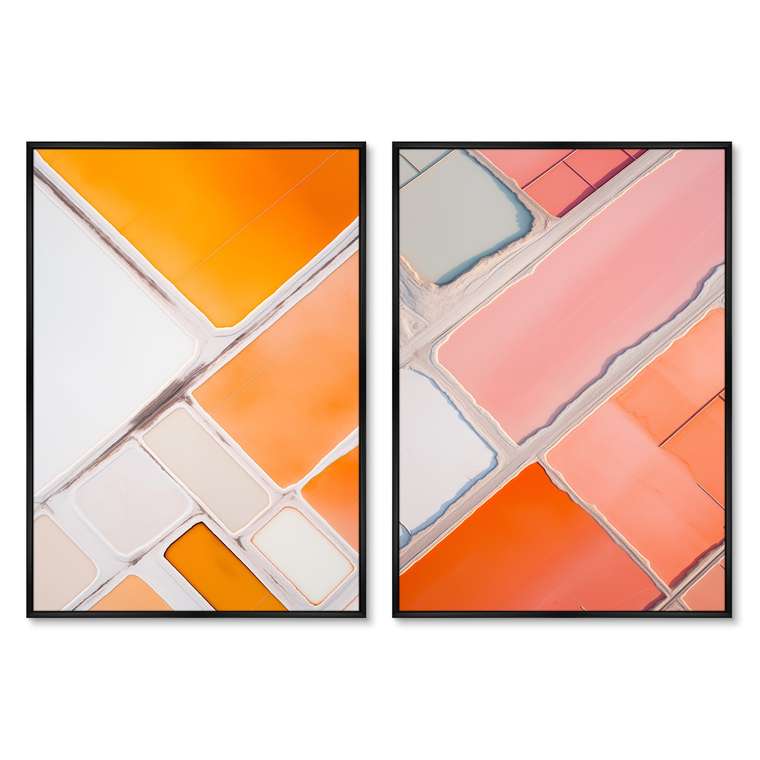 Набор из двух репродукций картин Salt lakes, orange and pink, 2024г.