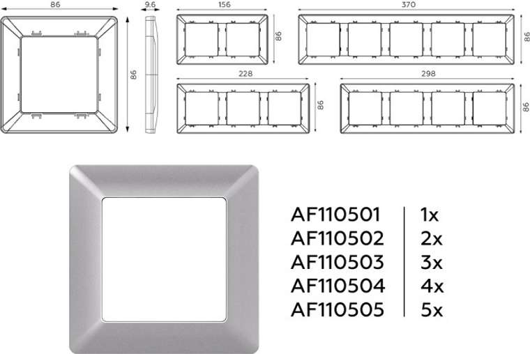 Рамка Ambrella Volt ALFA Line (Сталь матовый) 5-ая AF110505