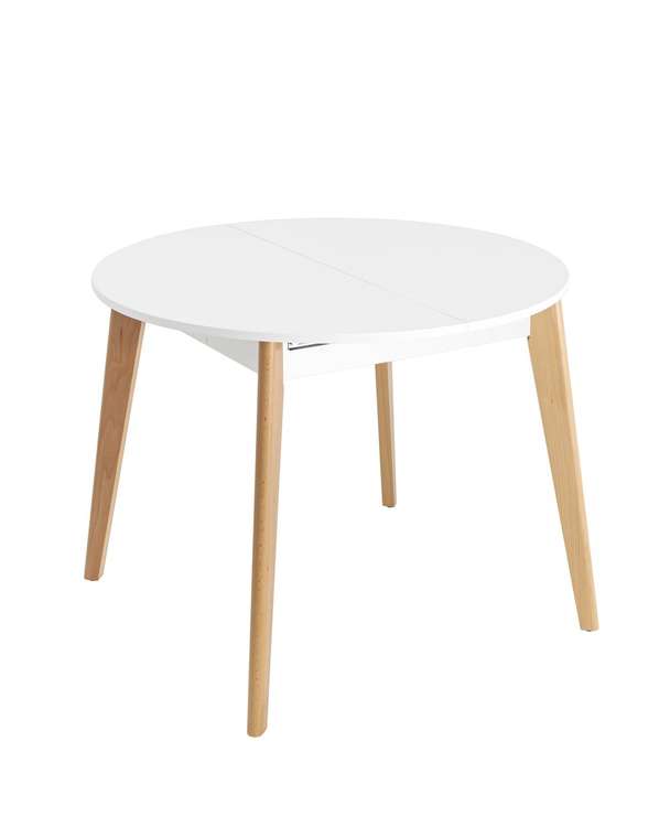 Раздвижной обеденный стол Rondo со столешницей белого цвета