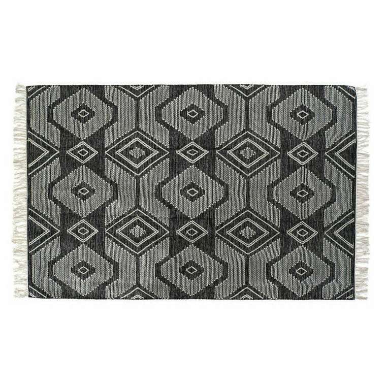 Ковер из полиэстера и хлопка 160x230 бело-черного цвета