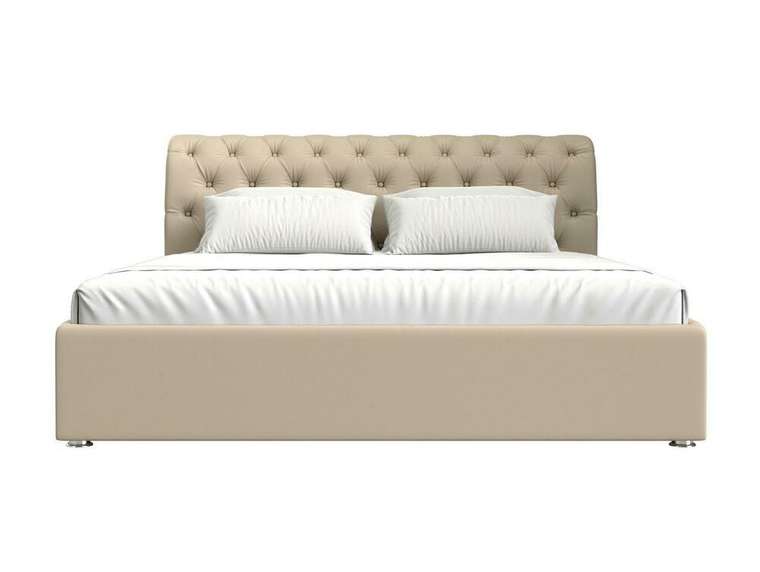Кровать Сицилия 180х200 бежевого цвета с подъемным механизмом (экокожа)