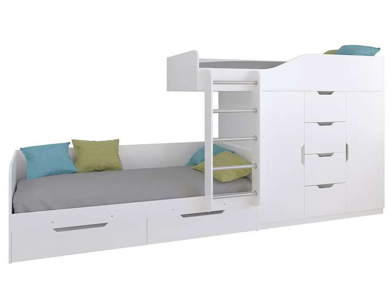 Двухъярусная кровать Астра 6 80х190 белого цвета 