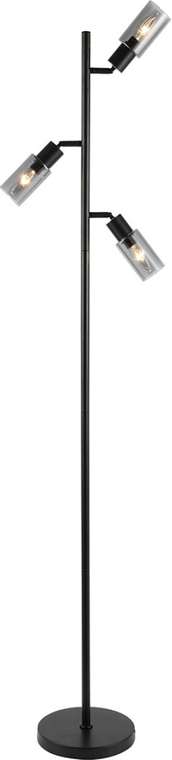 Торшер Escada Sector 10172/T Chrome 3x40Вт E14, металл/стекло, черный/дымчатый