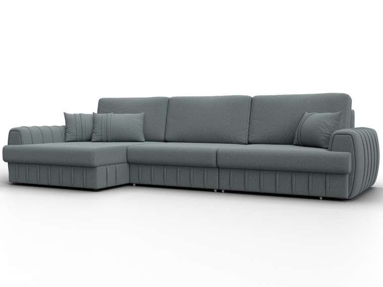 Угловой диван-кровать Лига-057 L Лонг серого цвета левый