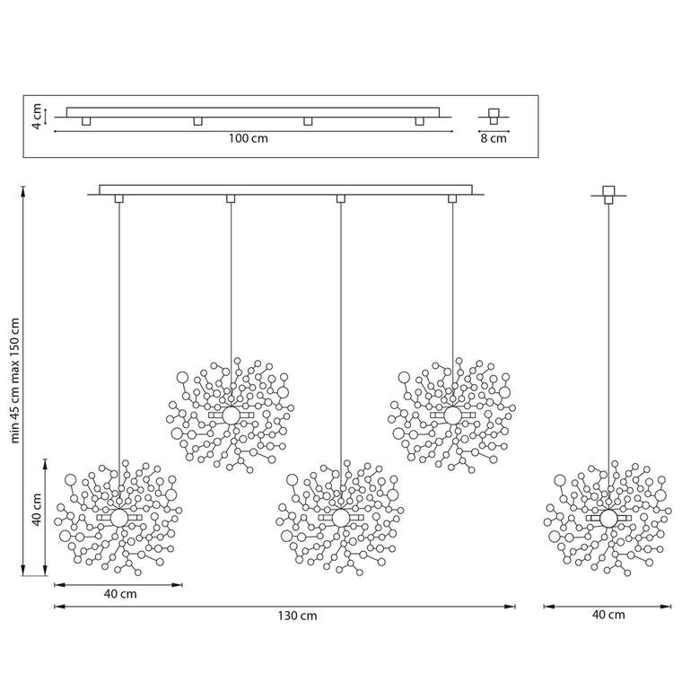 Подвес четверной линейный EXTRA 5W(led) G9  (721134 - 4 + 572144 -1) ХРОМ