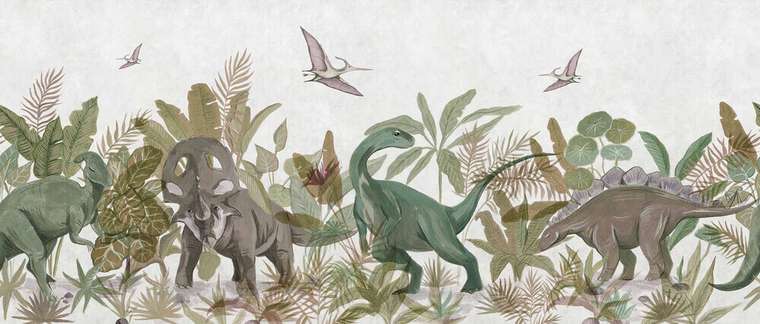 Дизайнерские обои арт. DINOPARK №4 шовные на флизелиновой основе