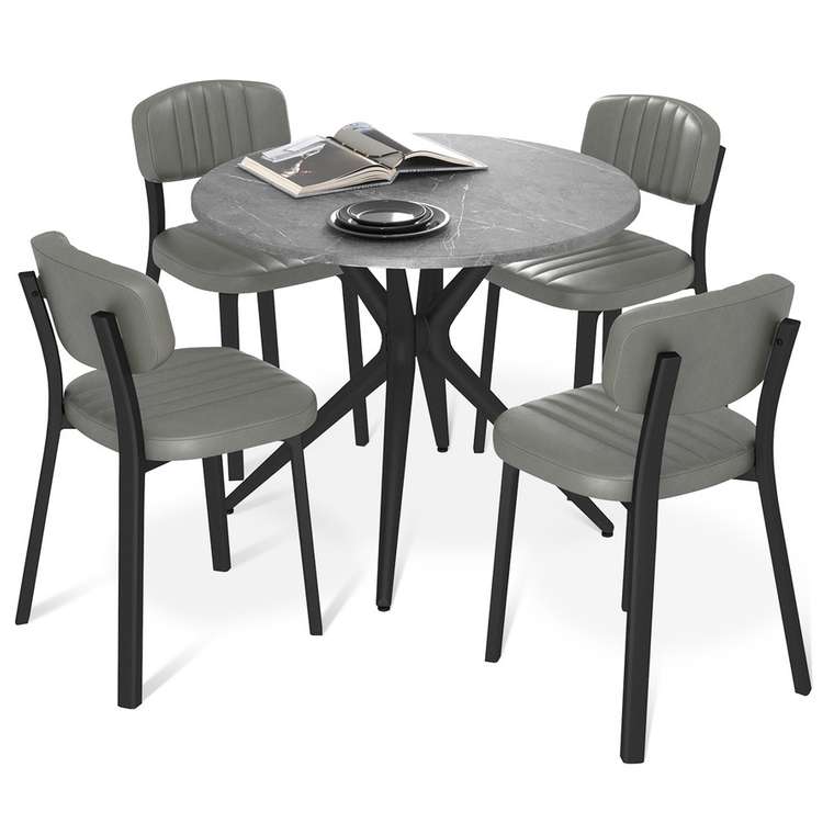 Набор из стола и четырех стульев Formentera серого цвета