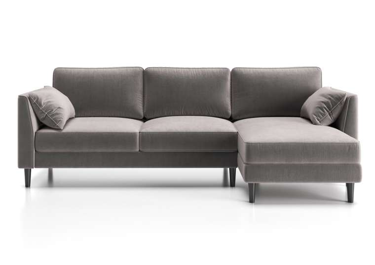 Угловой диван-кровать Грейс с оттоманкой коричнево-серого цвета
