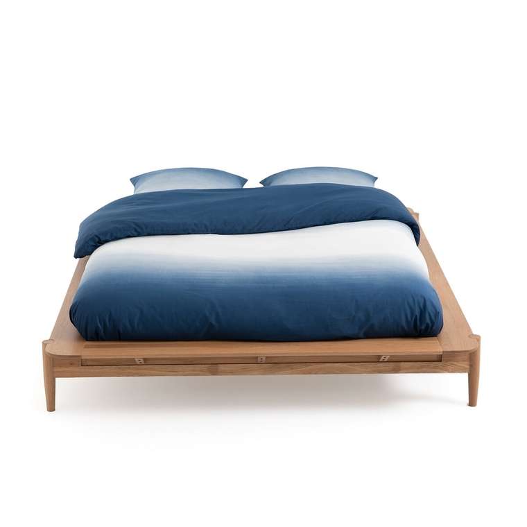 Кровать из массива дуба с кроватным основанием Jucca 160x200 коричневого цвета