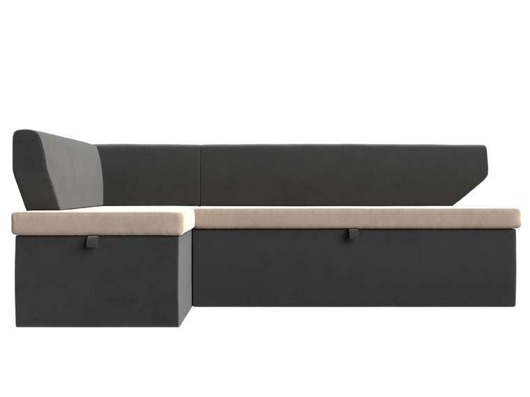 Угловой диван-кровать Омура серо-бежевого цвета левый угол
