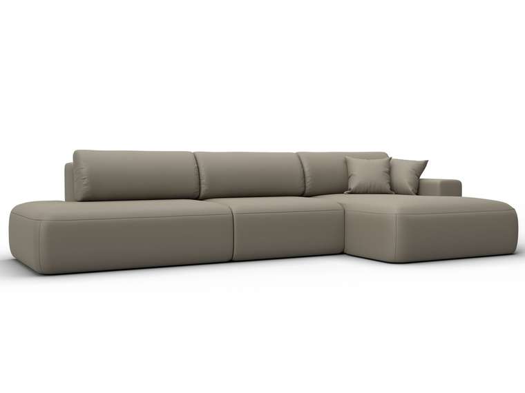 Угловой диван-кровать Лига 036 Модерн Лонг бежевого цвета правый (экокожа)