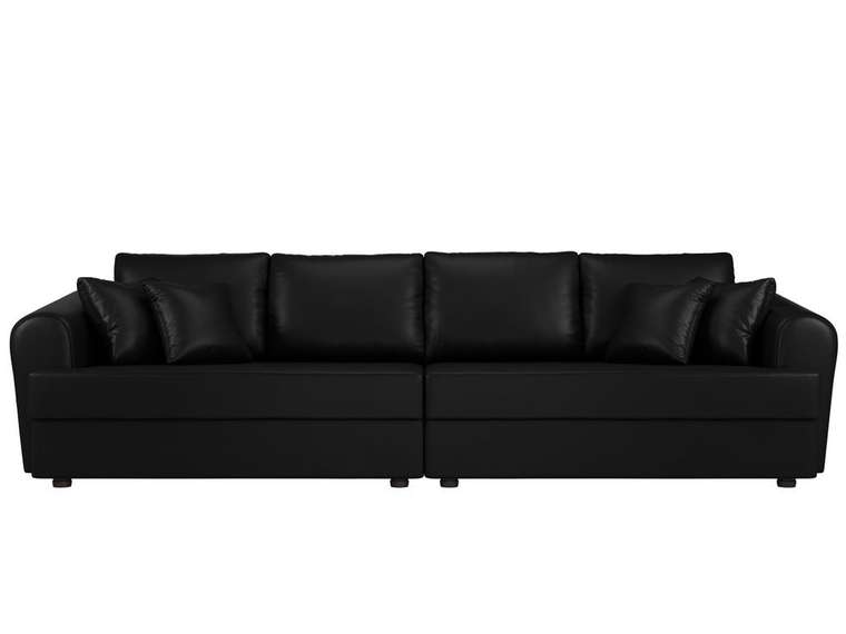 Прямой диван-кровать Милтон черного цвета (экокожа)