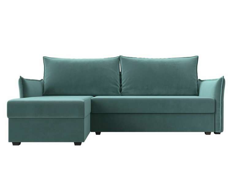 Угловой диван-кровать Лига 004 темно-голубого цвета угол левый