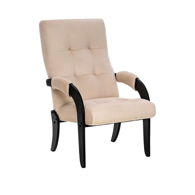 Кресло Спринг бежевого цвета с каркасом цвета венге