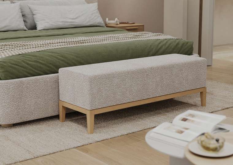 Банкетка Fjord 120 молочного цвета