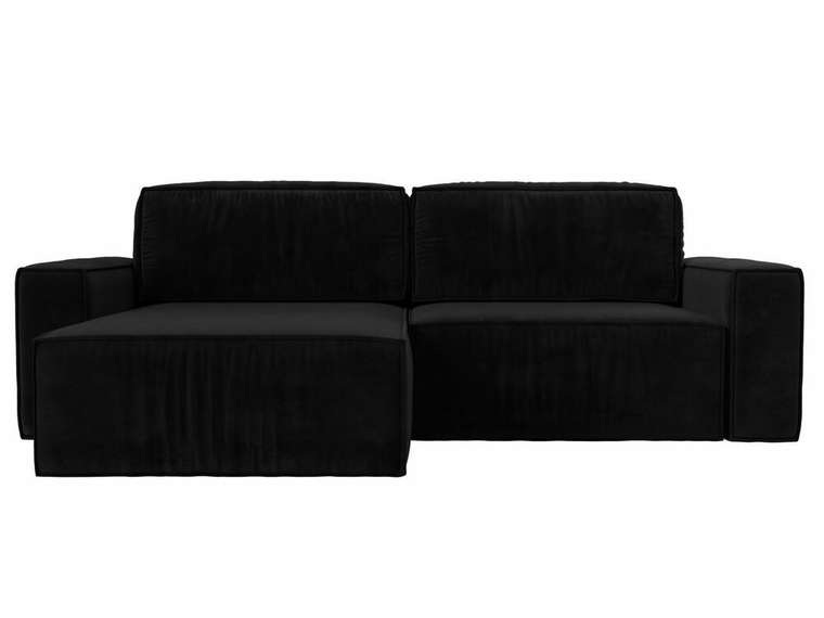 Угловой диван-кровать Прага классик черного цвета левый угол