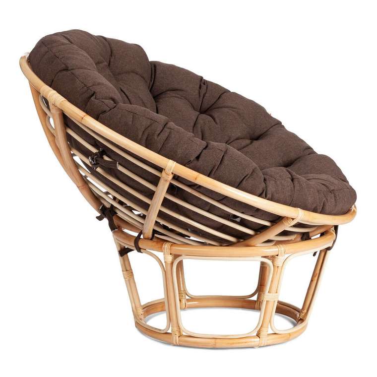 Садовое кресло Papasan Eco бежевого цвета с коричневой подушкой