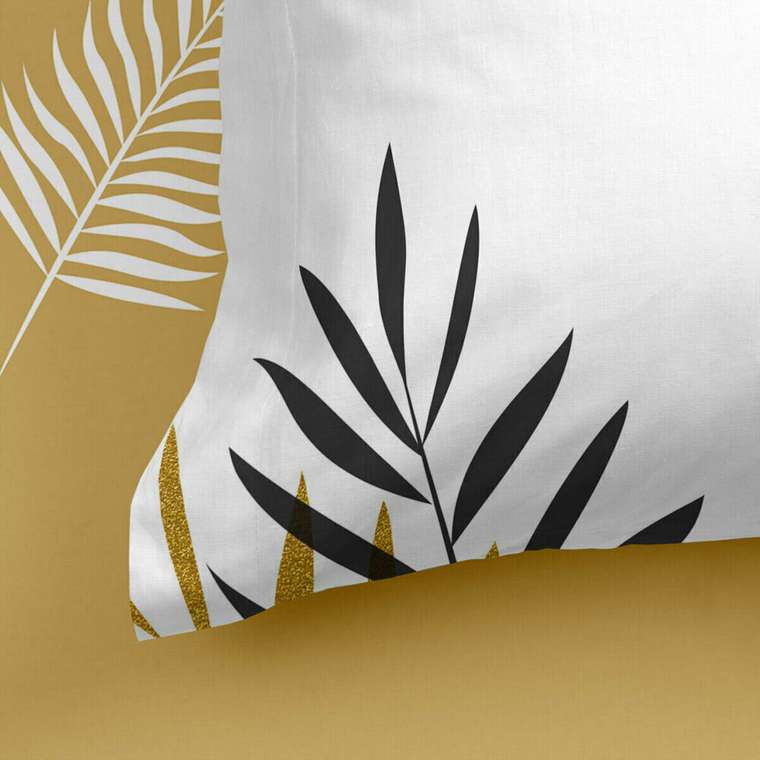 Простынь нижняя Foliage Blanc 180x200 желтого цвета