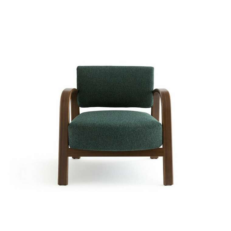 Кресло винтажное из березы Bendy зеленого цвета