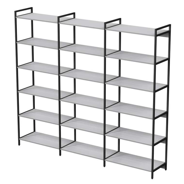 Стеллаж 10СВТ.6.800 высокий тройной 6 полок серого цвета