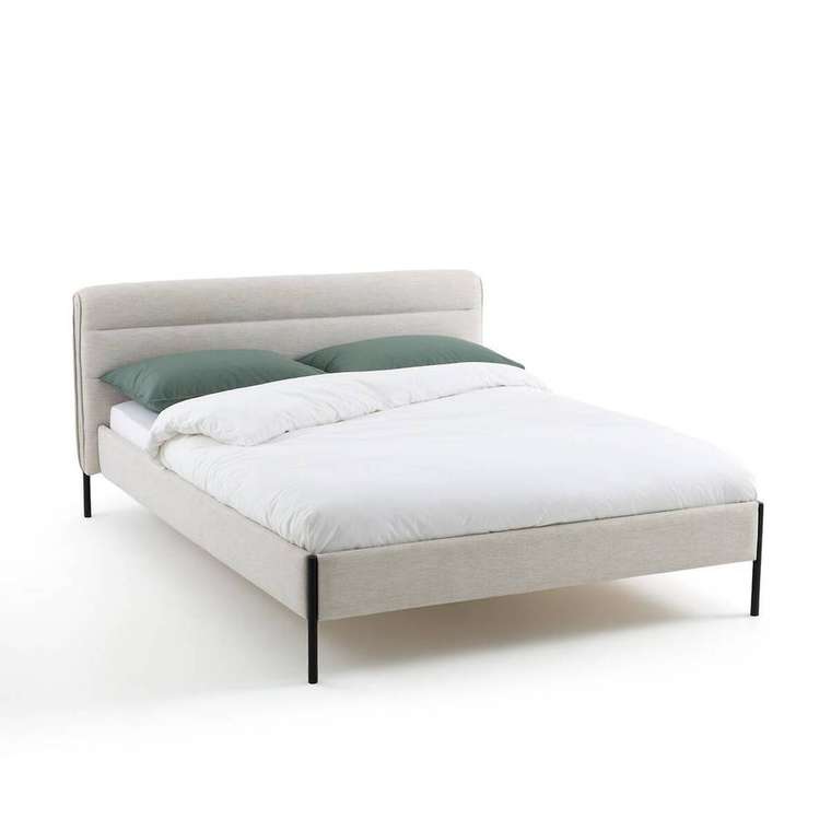 Кровать с основанием Obias 140x190 светло-бежевого цвета