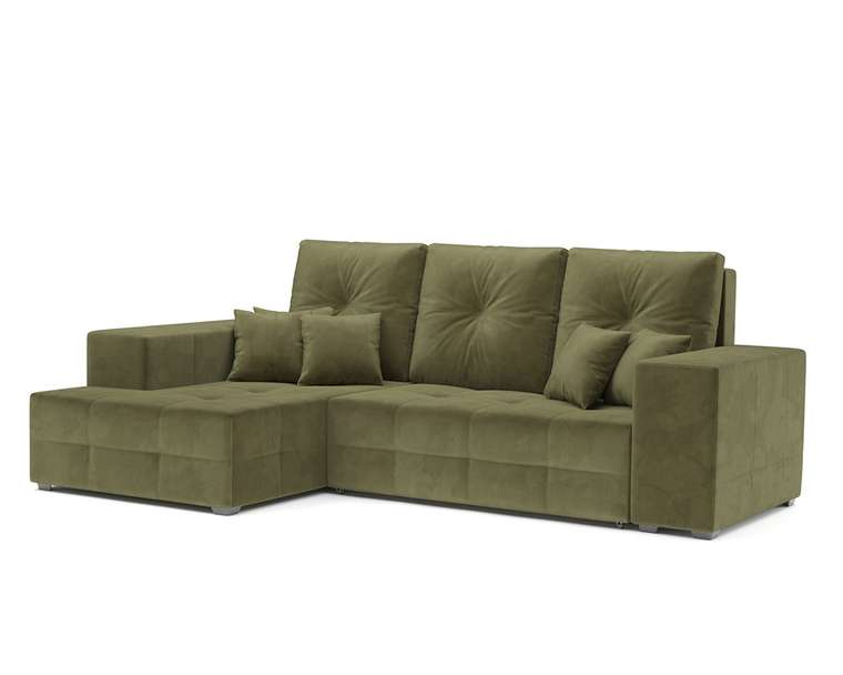 Угловой диван-кровать Монреаль зеленого цвета левый угол