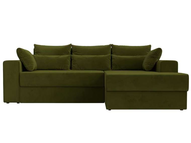 Угловой диван-кровать Майами зеленого цвета правый угол