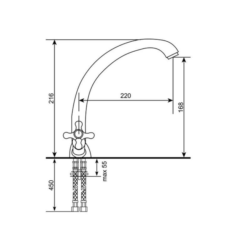 Смеситель для кухни Ulgran U-013-308, черный