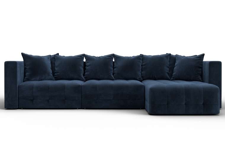 Угловой диван-кровать Лига-052 Лонг темно-синего цвета