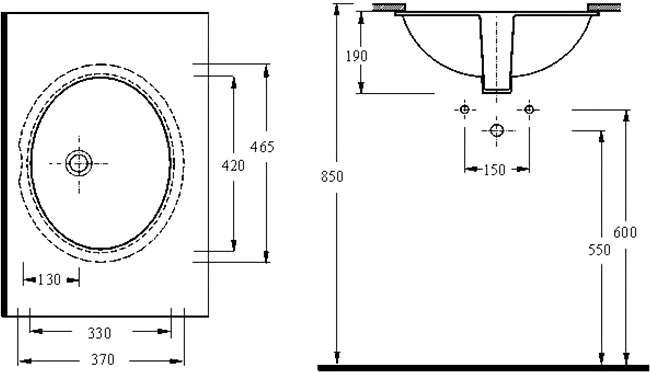 Раковина Balaton встраиваемая снизу