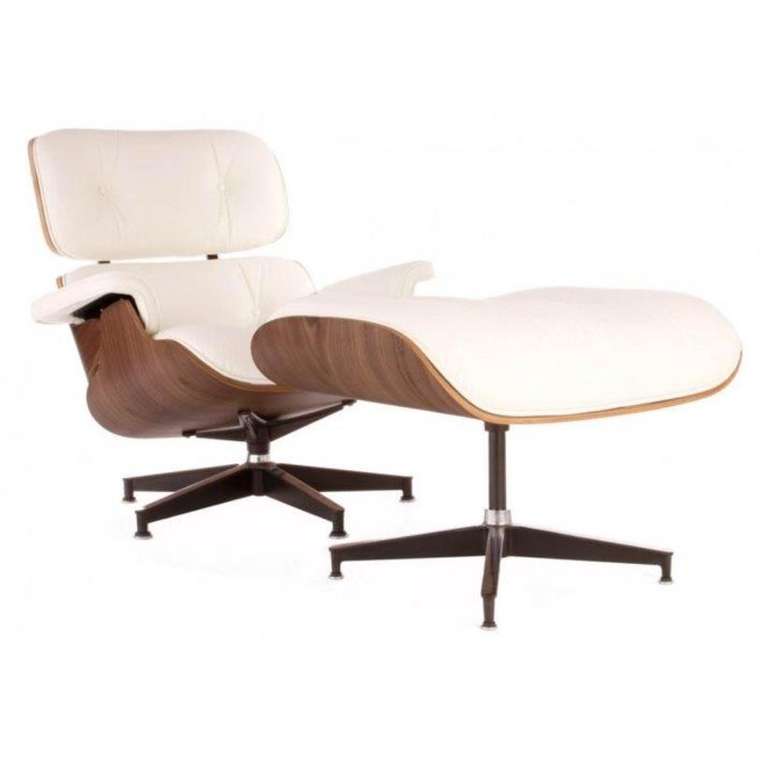 Кресло "Eames Lounge Chair &amp; Ottoman Cream Premium"